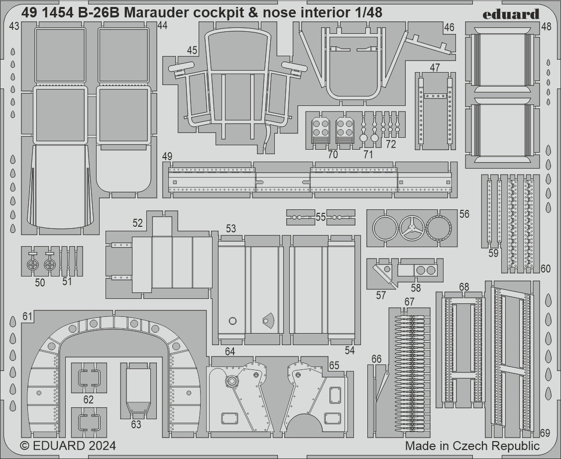 Martin B-26B Marauder PART I 1/48 (designed to be used with ICM UA UK kits) This BiG-Ed set includes all these Eduard sets..... 491454 B-26B Marauder cockpit & nose interior FE1455 B-26B Marauder seatbelts STEEL EX1044 B-26B Marauder