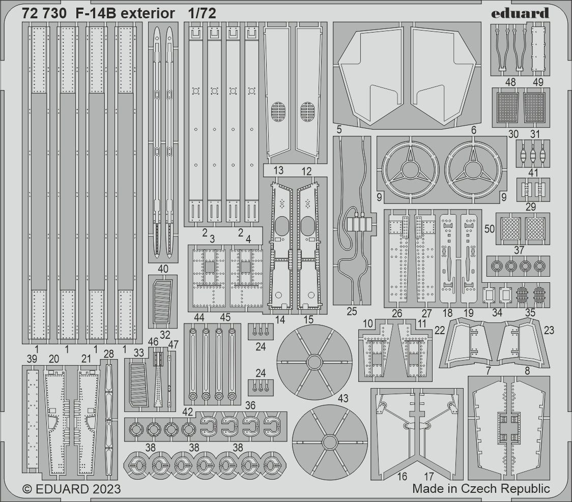 Grumman F-14B Tomcat (designed to be used with Academy kits) This BiG-Ed set includes all these Eduard sets.....ED73044 Remove Before Flight STEEL ED72730 F-14B exterior 1/72ED73800 F-14B 1/72EDCX647 F-14B 1/72
