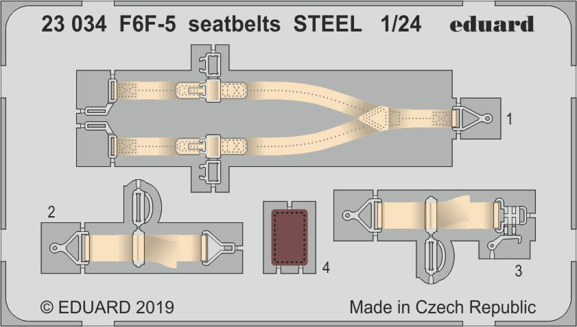 Grumman F6F-5 Hellcat seatbelts STEEL (designed to be used with Airfix kits)