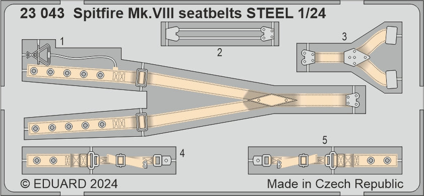 Supermarine Spitfire Mk.VIII seatbelts STEEL 1/24 (designed to be used with Airfix kits)
