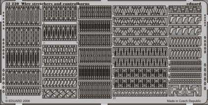 Wire stretchers and control horns (designed to be used with Roden and Wingnut Wings kits)