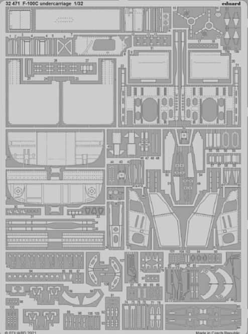 North-American F-100C Super Sabre undercarriage detailing set (designed to be used with Trumpeter kits)