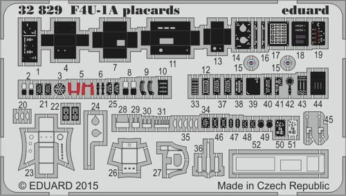 Vought F4U-1A Corsair placards (designed to be used with Tamiya kits)