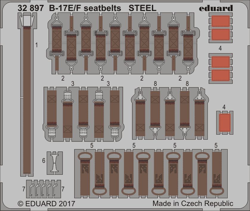 Boeing B-17E/B-17F Flying Fortress Flying Fortress seatbelts STEEL (designed to be used with Hong Kong Models kits)