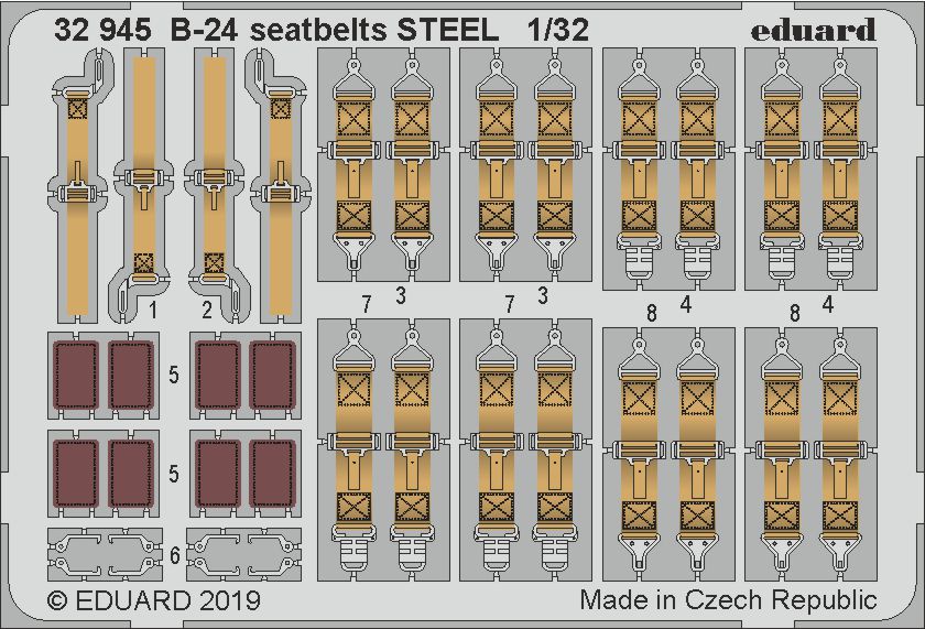 Consolidated B-24D/B-24J Liberator seatbelts STEEL (designed to be used with Hobby Boss kits)