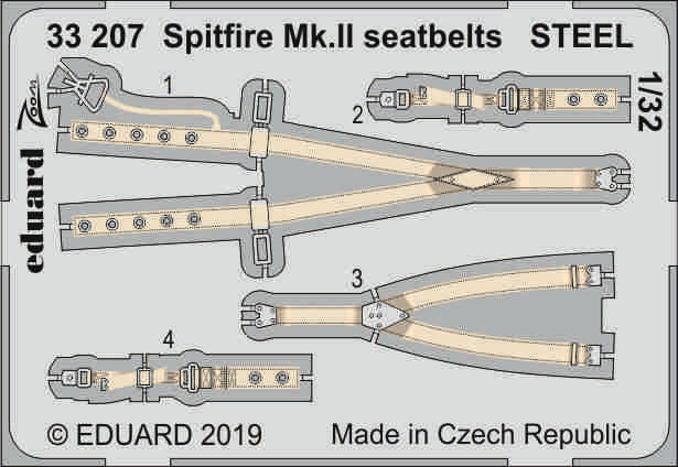 Supermarine Spitfire Mk.IIa seatbelts STEEL (designed to be used with Revell kits)