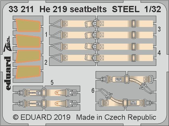 Heinkel He-219A-7 'UHU' seatbelts STEEL (designed to be used with Revell kits)