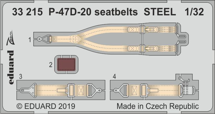 Republic P-47D-20 Thunderbolt seatbelts STEEL (designed to be used with Trumpeter kits)