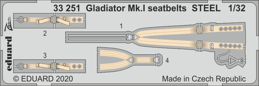 Gloster Gladiator Mk.I seatbelts STEEL (designed to be used with ICM UA UK kits)