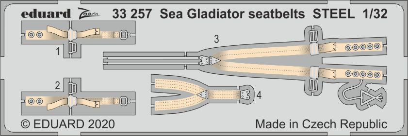 Gloster Sea Gladiator seatbelts STEEL (designed to be used with ICM UA UK kits)