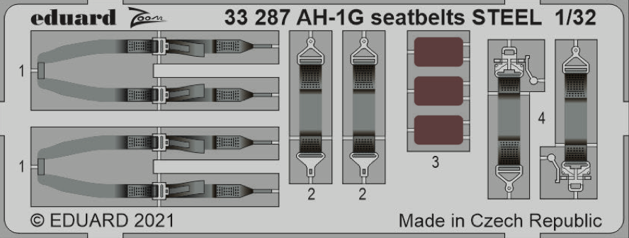 Bell AH-1G Cobra seatbelts STEEL (designed to be used with ICM UA UK and Revell kits)