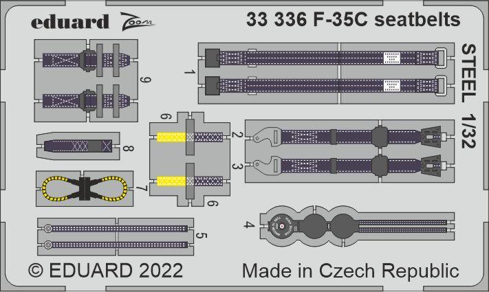 Lockheed-Martin F-35C seatbelts STEEL (designed to be used with Trumpeter kits)