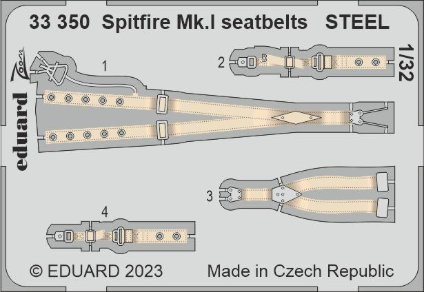Supermarine Spitfire Mk.I seatbelts STEEL (designed to be used with Kotare kits)
