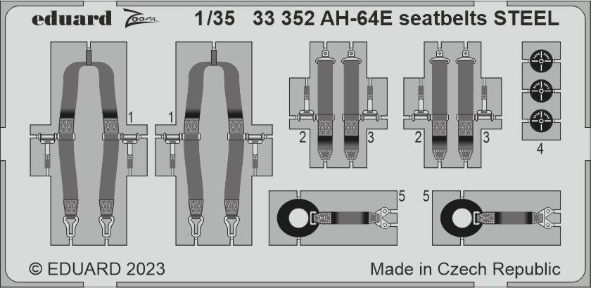 Bell/Boeing AH-64E seatbelts STEEL (designed to be used with Takom kits)
