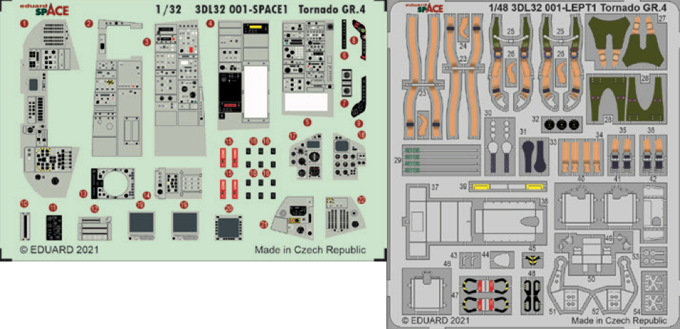 Panavia Tornado GR.4 SPACE (3D-Printed) instrument decals (designed to be used with Italeri kits)