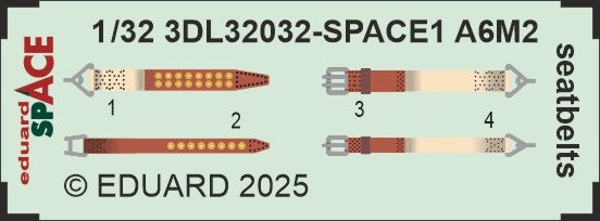 Mitsubishi A6M2 Zero seatbelts SPACE set - 3D waterslide decals and STEEL PE parts. 1/32 (designed to be used with Tamiya kits)