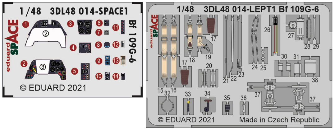 Messesrchmitt Bf-109G-6 SPACE (3D-Printed) instrument decals (designed to be used with Eduard kits)