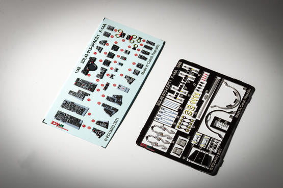 Grumman F-14A Tomcat SPACE (3D-Printed) instrument decals, seatbelts and seat details (designed to be used with Tamiya kits)