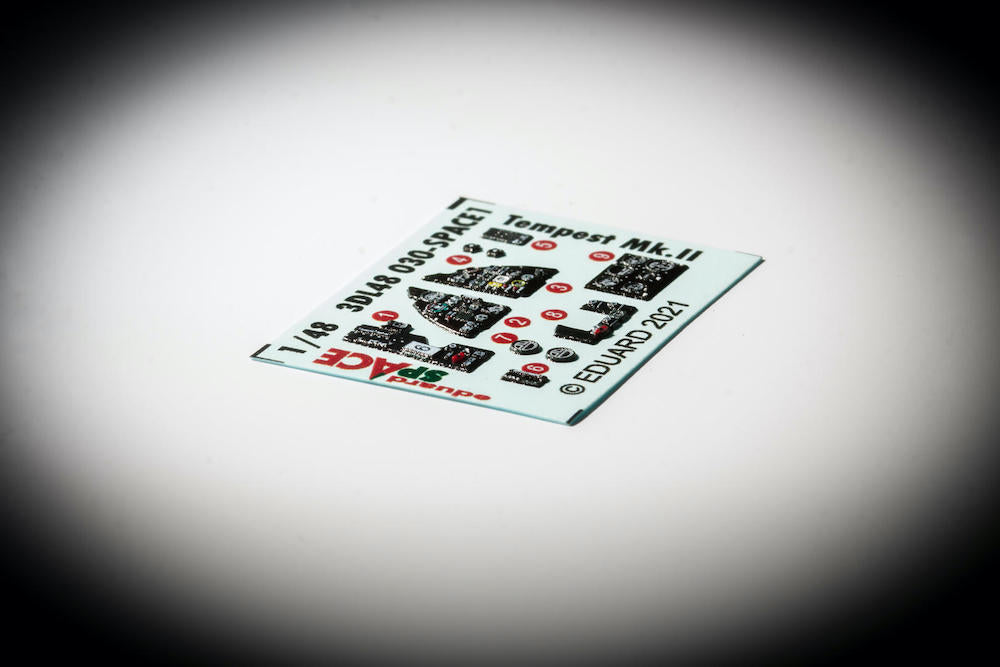 Hawker Tempest Mk.II SPACE (3D-Printed) instrument decals (designed to be used with Eduard kits and Special Hobby kits)