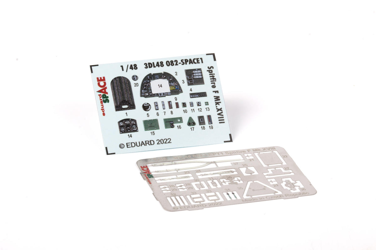Supermarine Spitfire F Mk.XVIII SPACE set - 3D waterslide decals and etched parts (designed to be used with Airfix kits)