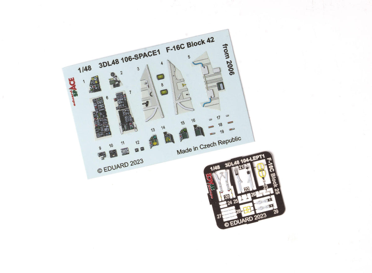 Lockheed-Martin F-16C Fighting Falcon Block 42 from 2006 SPACE - 3D-printed waterslide instrument decals and etched seat-belts (designed to be used with Kinetic Model kits)
