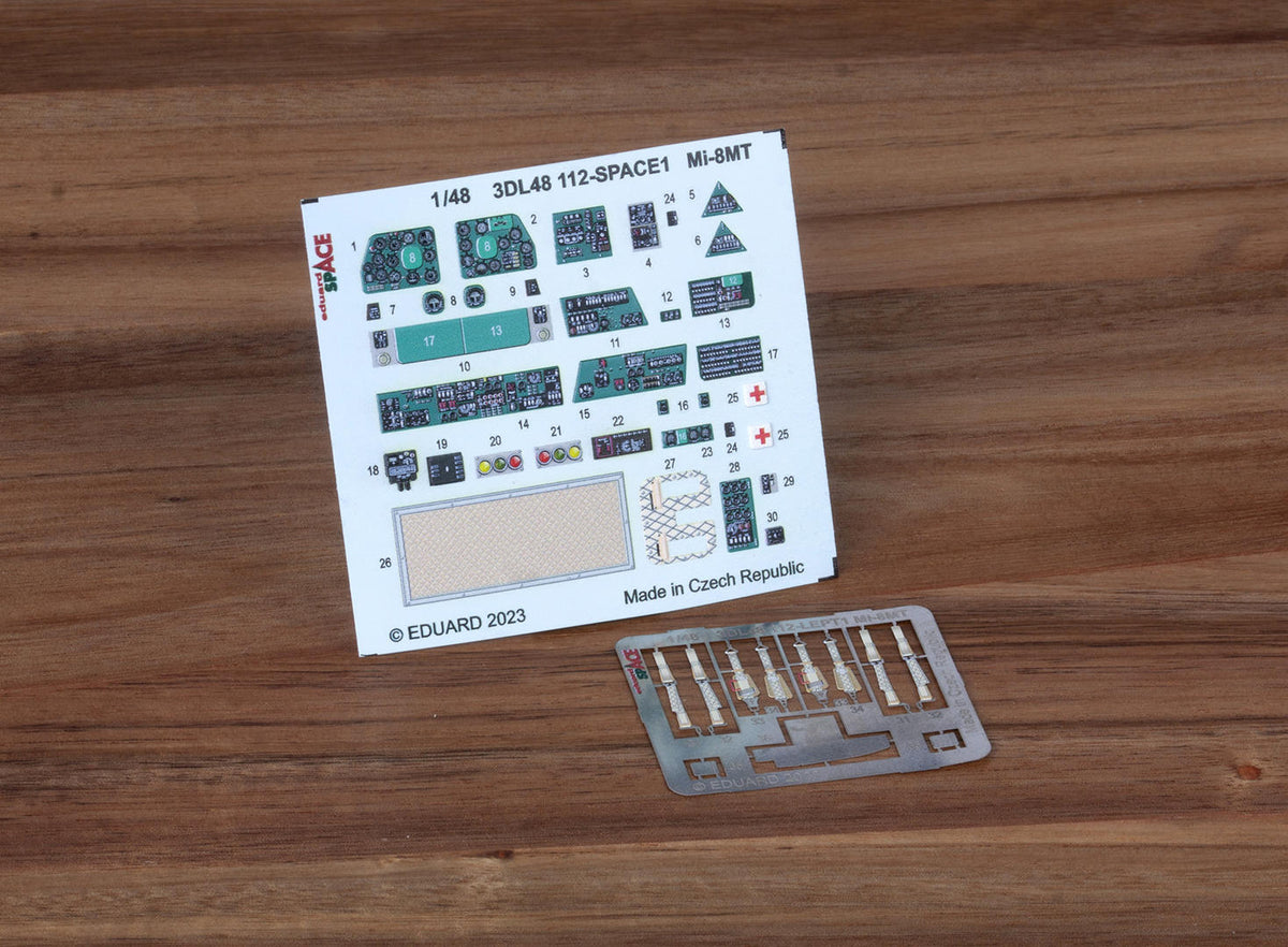 Mil Mi-8MT SPACE - 3D-printed waterslide instrument decals and etched seat-belts (designed to be used with Zvezda kits)