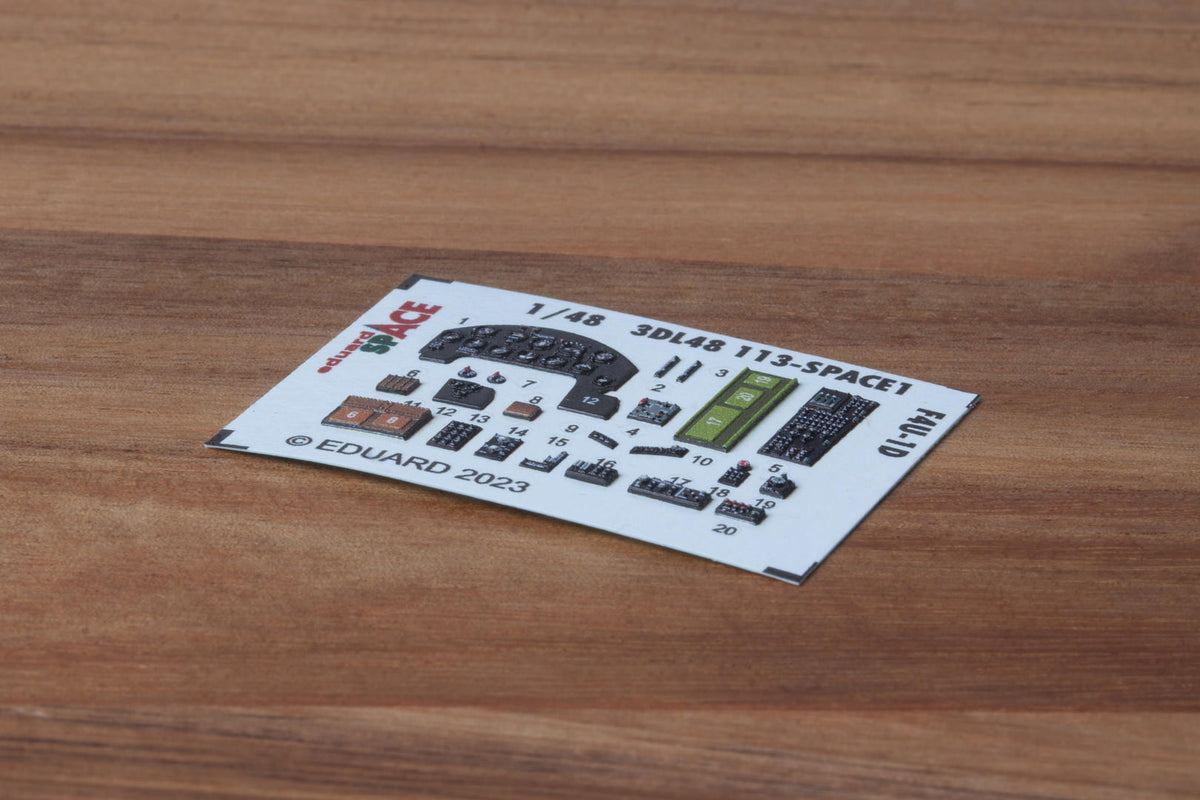 Vought F4U-1D Corsair SPACE - 3D-printed waterslide instrument decals and etched seat-belts (designed to be used with Hobby Boss kits)
