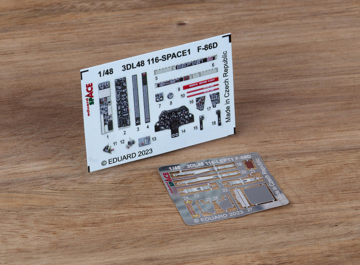 North-American F-86D Sabre SPACE - 3D-printed waterslide instrument decals and etched seat-belts (designed to be used with Revell kits)