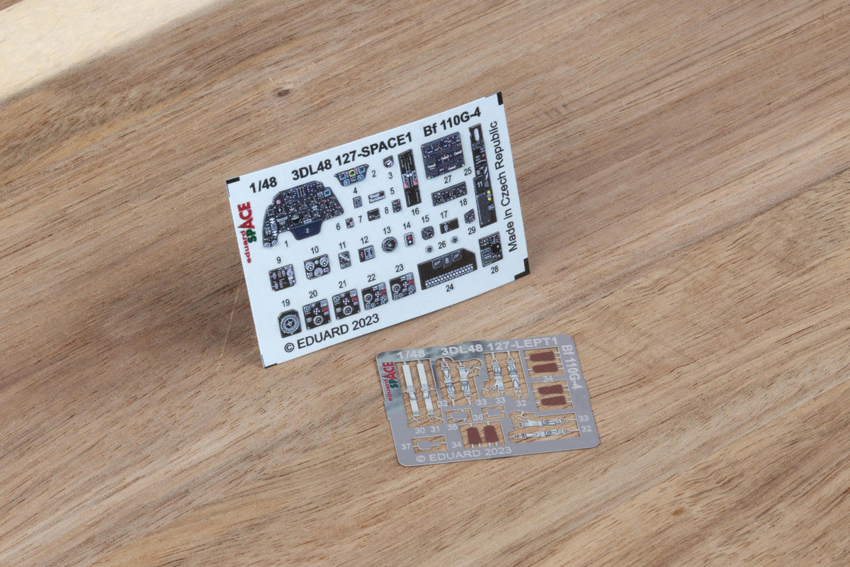 Messerschmitt Bf-110G-4 SPACE - 3D-printed waterslide instrument decals and etched seat-belts (designed to be used with Eduard kits)