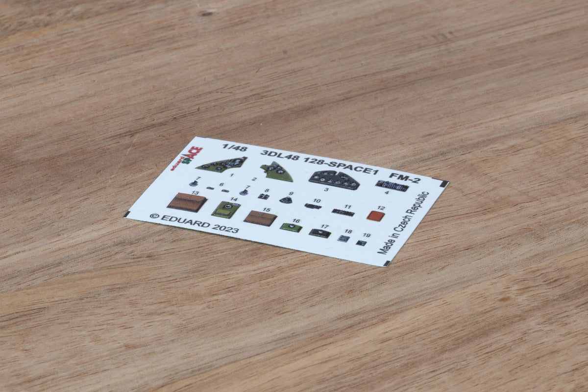 General-Motors FM-2 Wildcat SPACE - 3D-printed waterslide instrument decals and etched seat-belts (designed to be used with Eduard kits)