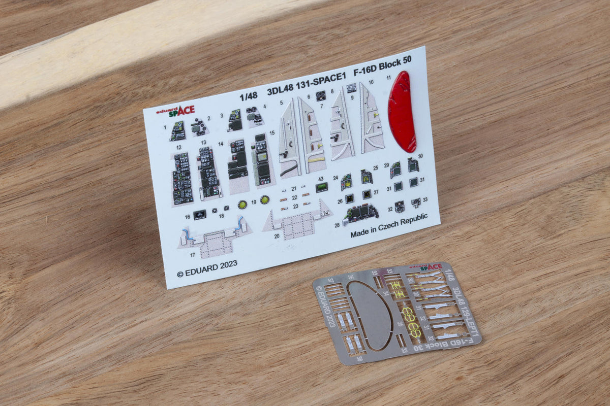 Lockheed-Martin F-16D Block 50 SPACE - 3D-printed waterslide instrument decals and etched seat-belts (designed to be used with Kinetic Model kits)