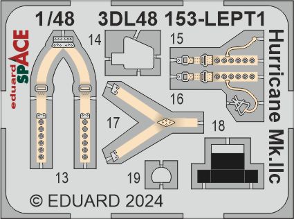 Hawker Hurricane Mk.IIc SPACE - 3D-printed waterslide instrument decals and etched seat-belts (designed to be used with Hobby Boss kits)