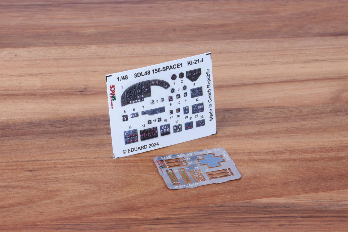 Mitsubishi Ki-21-I SPACE - 3D-printed waterslide instrument decals and etched seat-belts (designed to be used with ICM UA UK kits)