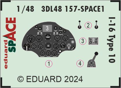 Polikarpov I-16 Type 10 SPACE - 3D-printed waterslide instrument decals and etched seat-belts (designed to be used with Eduard kits)