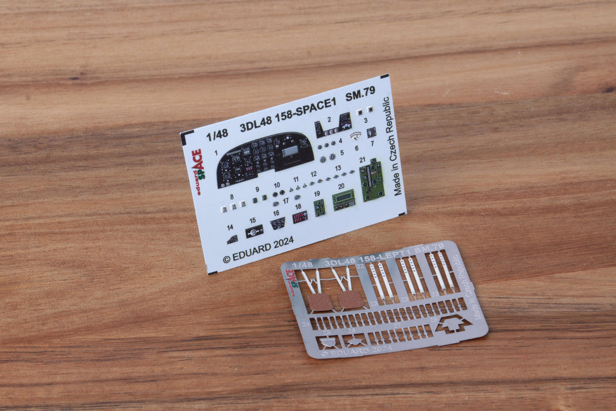 Savoia-Marchetti SM.79 SPACE - 3D-printed waterslide instrument decals and etched seat-belts (designed to be used with Eduard kits)