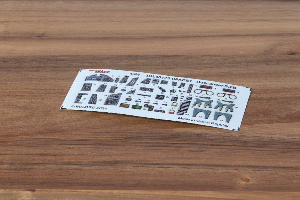 Blackburn Buccaneer S.2B - 3D-printed waterslide instrument decals and etched seat-belts (designed to be used with Airfix kits)