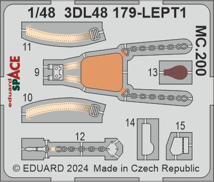 Macchi C.200 Saetta - 3D-printed waterslide instrument decals and etched seat-belts (designed to be used with Italeri kits)