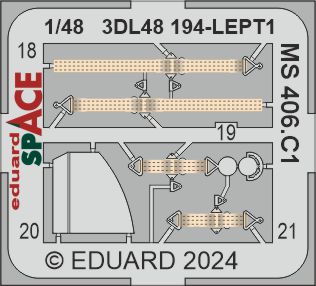 Morane-Saulnier MS.406C1 - 3D-printed waterslide instrument decals and etched seat-belts (designed to be used with Dora Wings kits)