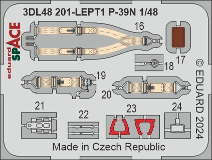 Bell P-39N Airacobra - 3D-printed waterslide instrument decals and etched seat-belts (designed to be used with Arma Hobby kits)