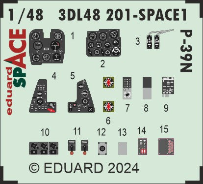 Bell P-39N Airacobra - 3D-printed waterslide instrument decals and etched seat-belts (designed to be used with Arma Hobby kits)