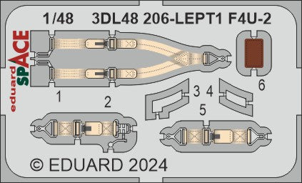 Vought F4U-2 Corsair SPACE - 3D-printed waterslide instrument decals and etched seat-belts (designed to be used with Hobby Boss kits)