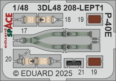 Curtiss P-40E SPACE - 3D-printed waterslide instrument decals and etched seat-belts (designed to be used with Eduard kits)