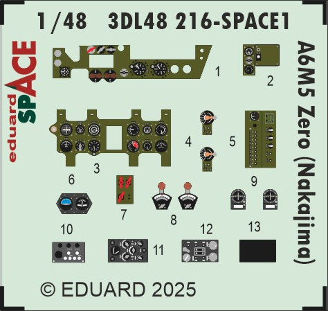 Nakajima A6M5 Zero (Nakajima) SPACE set - 3D waterslide decals and STEEL PE parts. 1/48 (designed to be used with Fine Molds kits)