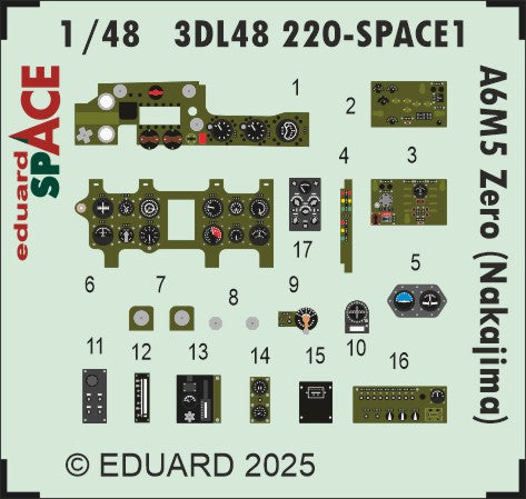 Nakajima A6M5 Zero (Nakajima) SPACE set - 3D waterslide decals and STEEL PE parts. 1/48 (designed to be used with Eduard kits)