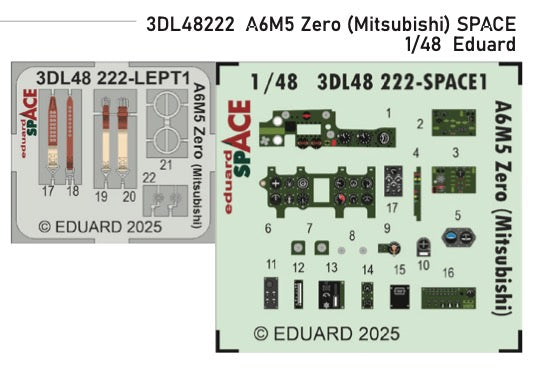 Mitsubishi A6M5 Zero (Mitsubishi) SPACE set - 3D waterslide decals and STEEL PE parts. (designed to be used with Eduard kits)