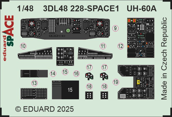 Sikorsky UH-60A SPACE set - 3D waterslide decals and STEEL PE parts. 1/48 (designed to be used with ICM UA UK kits)