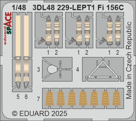 Fieseler Fi-156C Storch SPACE set - 3D waterslide decals and STEEL PE parts. 1/48 (designed to be used with Tamiya kits)