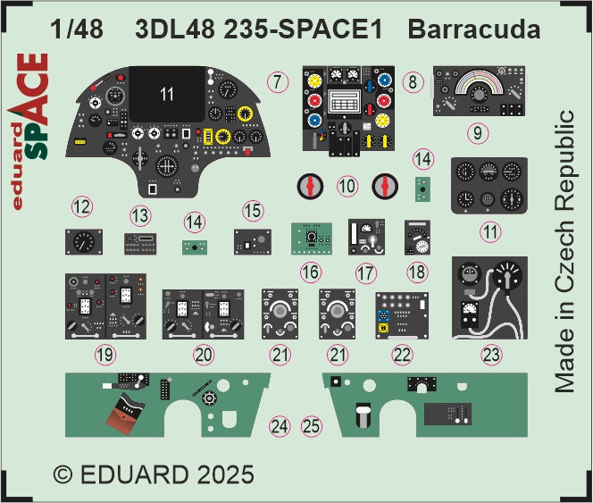 Fairey Barracuda Mk.II SPACE set - 3D waterslide decals and STEEL PE parts. 1/48 (designed to be used with Trumpeter kits)