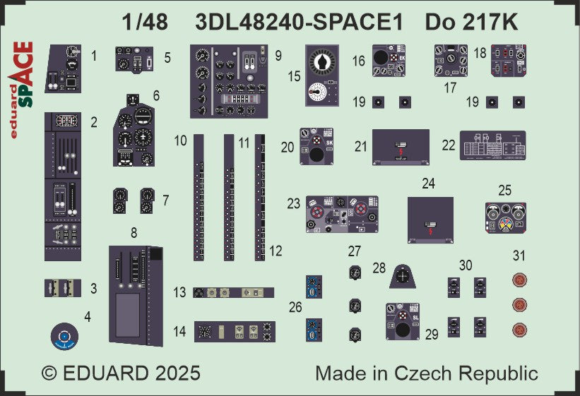 Dornier Do-217K-1 SPACE set - 3D waterslide decals and STEEL PE parts. 1/48 (designed to be used with ICM UA UK kits)