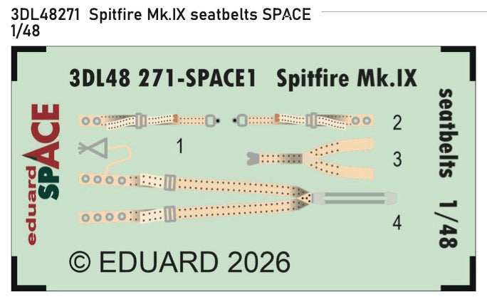Supermarine Spitfire Mk.IX seatbelts SPACE 3D-Printed Decal instruments 1/48